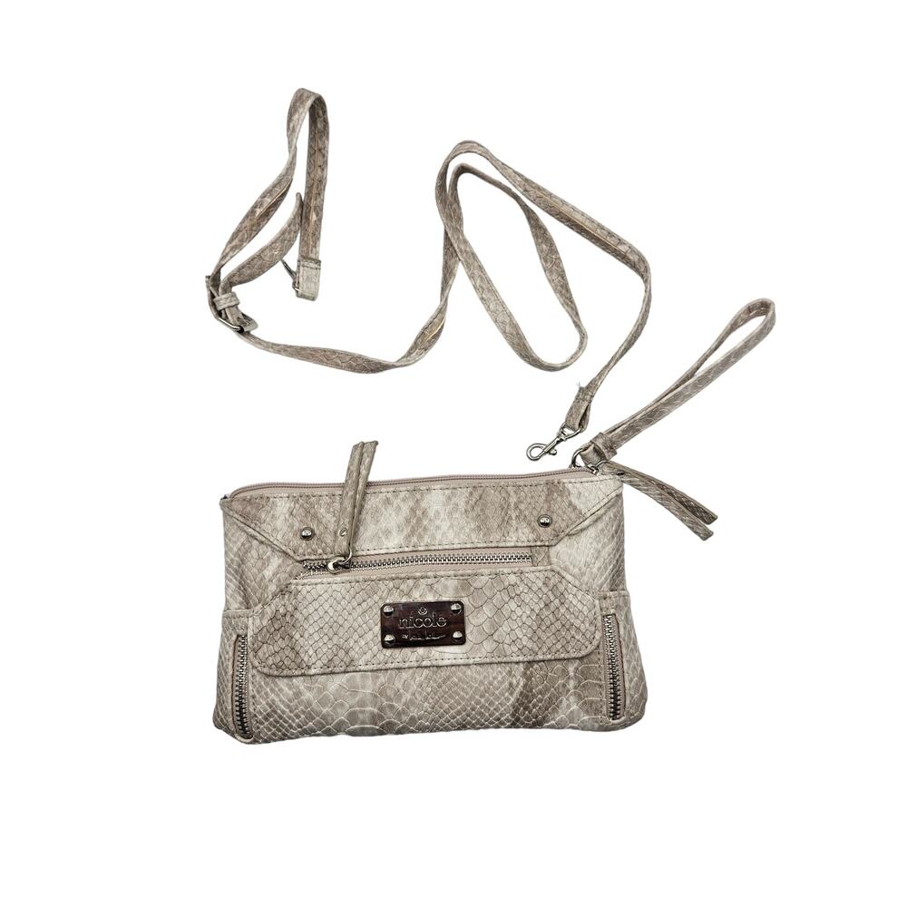 nicole by Nicole Miller Women's Crossbody Bag NWT Beige Snake Print
